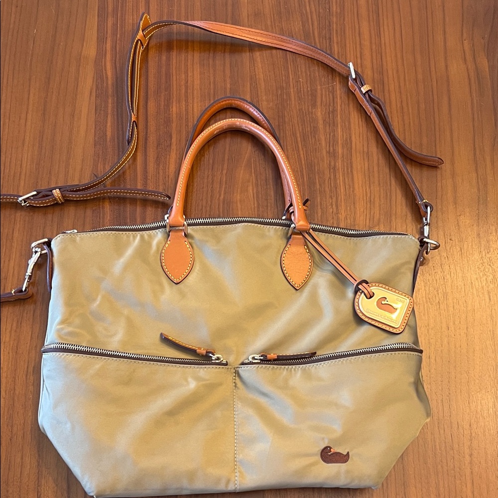 Dooney and Bourke Large Olive Nylon Satchel Crossbody Bag